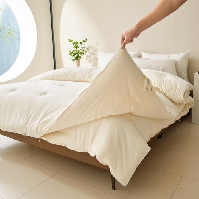 91家纺网 家纺一手货源 找家纺 德芙 2023新款水洗棉大豆被二合一子母被 朴素白Plain Phite子母被二合一