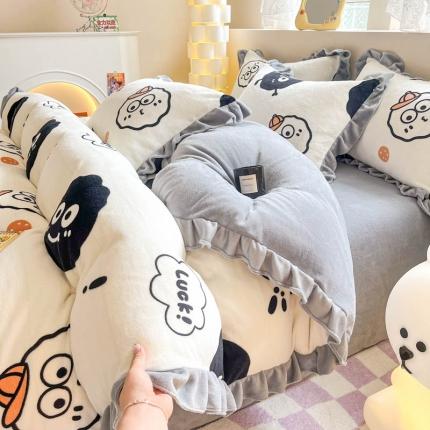 91家纺网 家纺一手货源 找家纺 米莱 2023新款印花韩版牛奶绒四件套 童话乐园