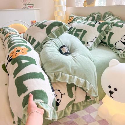 91家纺网 家纺一手货源 找家纺 米莱 2023新款印花韩版牛奶绒四件套 熊猫嘟嘟