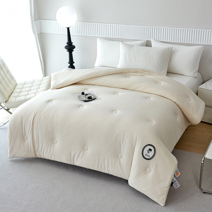 91家纺网 家纺一手货源 找家纺 丽卡家纺 2023新款A类针织提花大豆被-巴黎之都 巴黎之都-米白