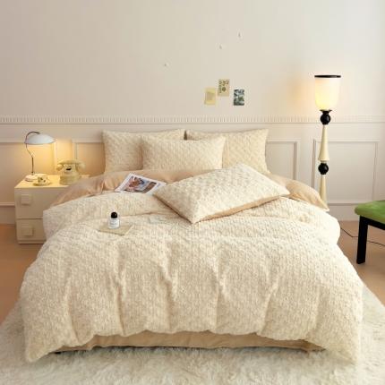 91家纺网 家纺一手货源 找家纺 （总）宜家坊 2023新款立体玫瑰兔毛绒四件套