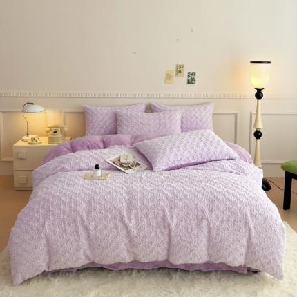 91家纺网 家纺一手货源 找家纺 （总）宜家坊 2023新款立体玫瑰兔毛绒四件套