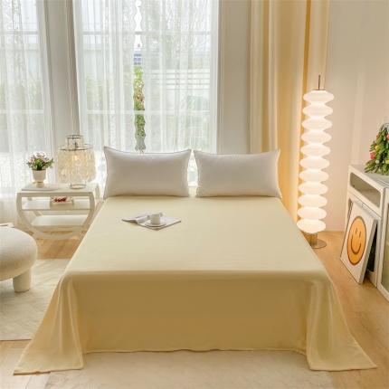 91家纺网 家纺一手货源 找家纺 眷恋 2024新款牛奶绒单品床单床笠 奶油黄