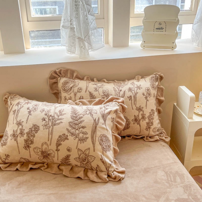 91家纺网 家纺一手货源 找家纺 米莱 2023新款印花韩版牛奶绒四件套 春山居