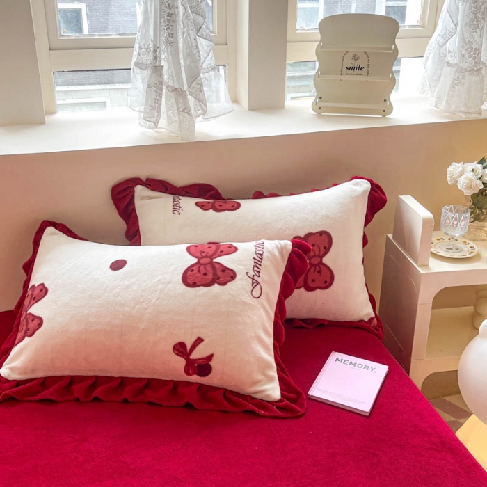 91家纺网 家纺一手货源 找家纺 米莱 2023新款印花韩版牛奶绒四件套 蝴蝶结