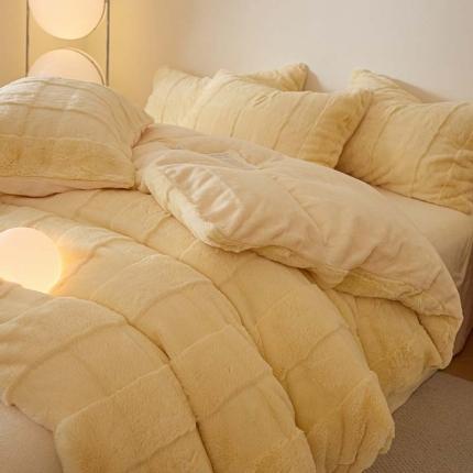 91家纺网 家纺一手货源 找家纺 （总）沐棉 2023新款秋冬加厚保暖兔毛绒牛奶绒四件套