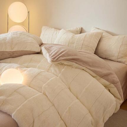 91家纺网 家纺一手货源 找家纺 （总）沐棉 2023新款秋冬加厚保暖兔毛绒牛奶绒四件套