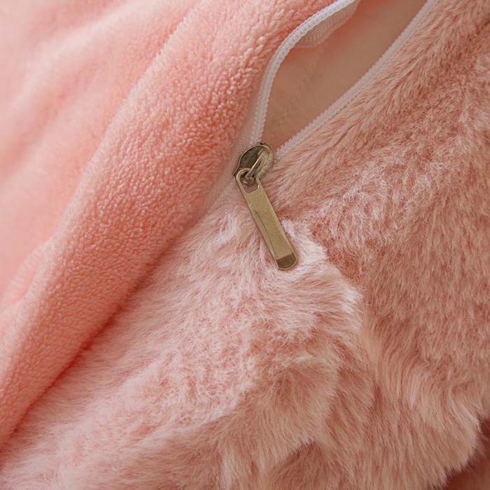 91家纺网 家纺一手货源 找家纺 沐棉 2023新款秋冬加厚保暖兔毛绒牛奶绒四件套 方格-粉