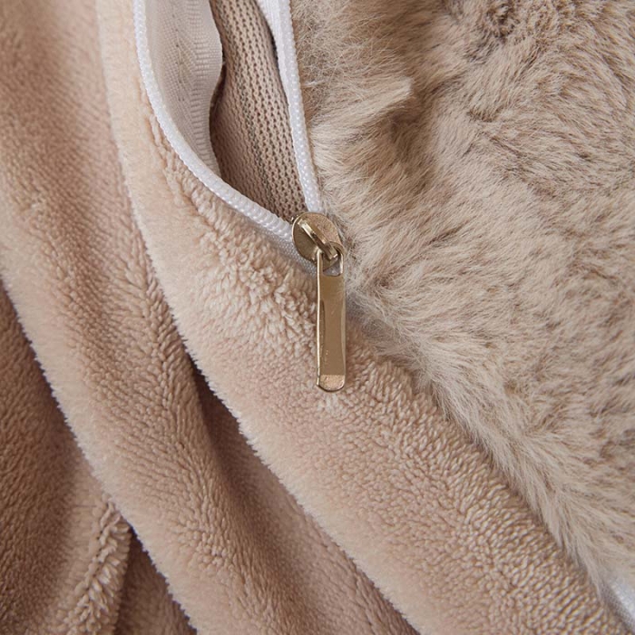 91家纺网 家纺一手货源 找家纺 沐棉 2023新款秋冬加厚保暖兔毛绒牛奶绒四件套 方格-咖