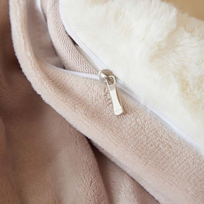 91家纺网 家纺一手货源 找家纺 沐棉 2023新款秋冬加厚保暖兔毛绒牛奶绒四件套 方格-米拼卡其