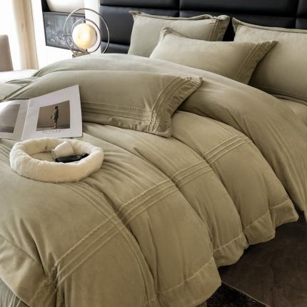 91家纺网 家纺一手货源 找家纺 卡巴伦 2023新款婴儿绒A类埋绳工艺款四件套 丁香白