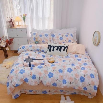 91家纺网 家纺一手货源 找家纺 （总）庭笙 2024加厚磨毛印花丝带四件套秋冬直播爆款