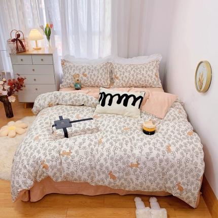 91家纺网 家纺一手货源 找家纺 （总）庭笙 2024加厚磨毛印花丝带四件套秋冬直播爆款