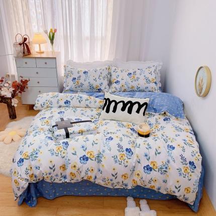 91家纺网 家纺一手货源 找家纺 （总）庭笙 2024加厚磨毛印花丝带四件套秋冬直播爆款