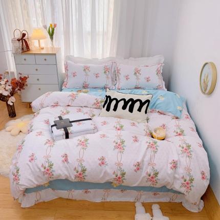 91家纺网 家纺一手货源 找家纺 （总）庭笙 2024加厚磨毛印花丝带四件套秋冬直播爆款