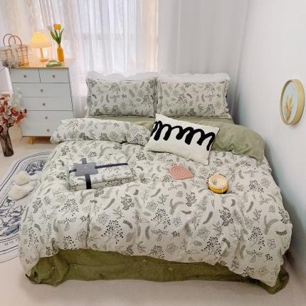 91家纺网 家纺一手货源 找家纺 （总）庭笙 2024加厚磨毛印花丝带四件套秋冬直播爆款