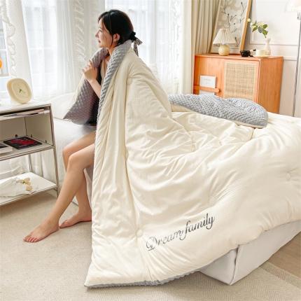 91家纺网 家纺一手货源 找家纺 （总）卡派 2023新款AB版泡泡纱豆豆绒保暖被