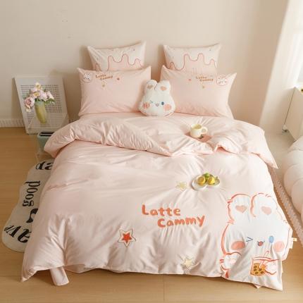 绒梦里2023年全棉A类40s水洗棉贴布绣花四件套儿童三件套小清新套件