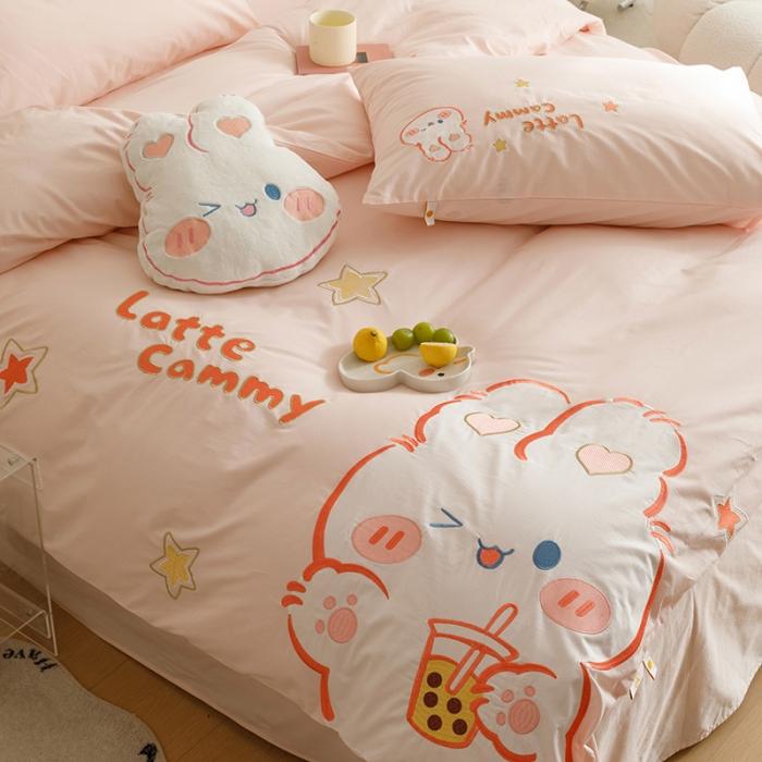 91家纺网 家纺一手货源 找家纺 绒梦里2023年全棉A类40s水洗棉贴布绣花四件套儿童三件套小清新套件