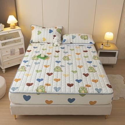 91家纺网 家纺一手货源 找家纺 （总）格子铺 2023新款印花牛奶绒大豆夹棉床笠