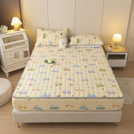 91家纺网 家纺一手货源 找家纺 （总）格子铺 2023新款印花牛奶绒大豆夹棉床笠