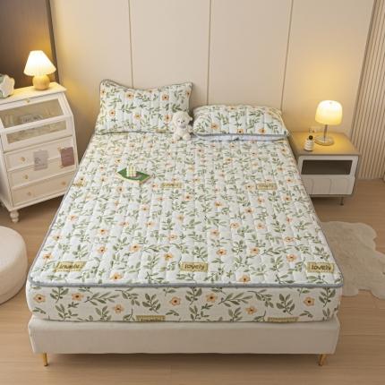 91家纺网 家纺一手货源 找家纺 （总）格子铺 2023新款印花牛奶绒大豆夹棉床笠