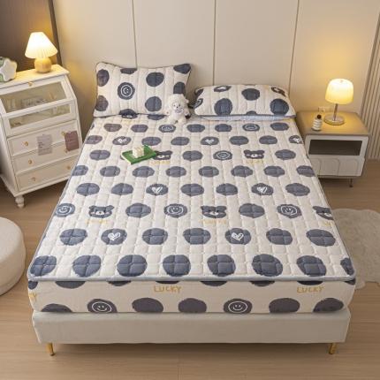 91家纺网 家纺一手货源 找家纺 （总）格子铺 2023新款印花牛奶绒大豆夹棉床笠