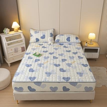 格子铺 2023新款印花牛奶绒大豆夹棉床笠 怦然心动