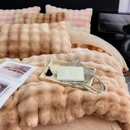 91家纺网 家纺一手货源 找家纺 总满座家居 2025新款秋冬爆款七彩大泡泡兔兔绒兔毛绒牛奶绒四件套