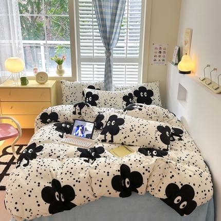 91家纺网 家纺一手货源 找家纺 2023秋冬新款220克高克重牛奶绒印花四件套 煤球