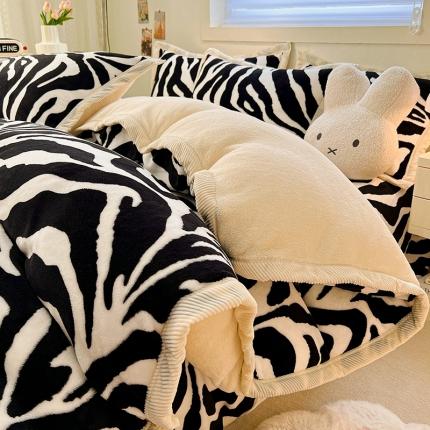 91家纺网 家纺一手货源 找家纺 （总）宜代光年 2024新款AB版大包边印花暖阳绒四件套