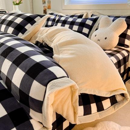 91家纺网 家纺一手货源 找家纺 （总）宜代光年 2024新款AB版大包边印花暖阳绒四件套