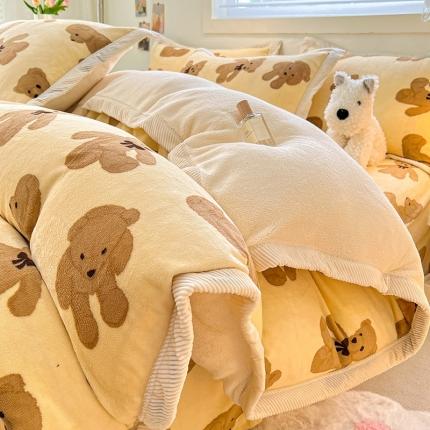 91家纺网 家纺一手货源 找家纺 （总）宜代光年 2024新款AB版大包边印花暖阳绒四件套