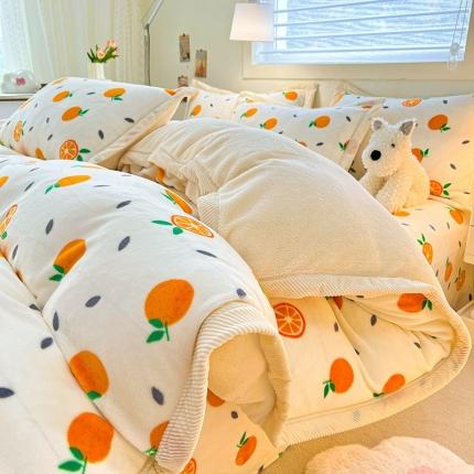 91家纺网 家纺一手货源 找家纺 （总）宜代光年 2024新款AB版大包边印花暖阳绒四件套