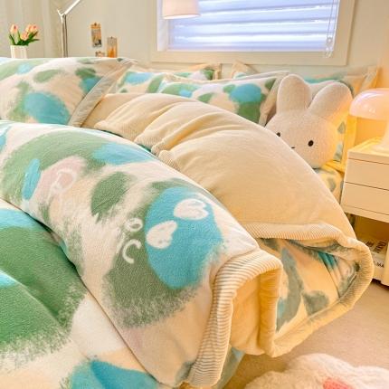 91家纺网 家纺一手货源 找家纺 （总）宜代光年 2024新款AB版大包边印花暖阳绒四件套