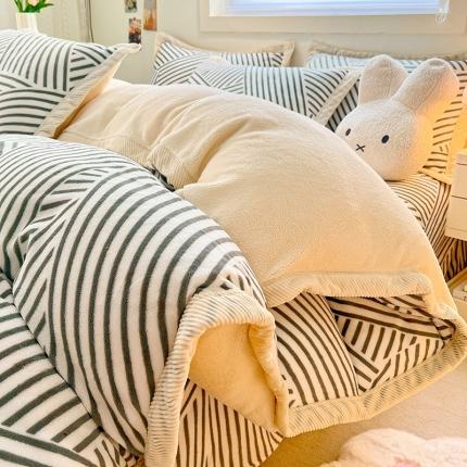 91家纺网 家纺一手货源 找家纺 （总）宜代光年 2024新款AB版大包边印花暖阳绒四件套