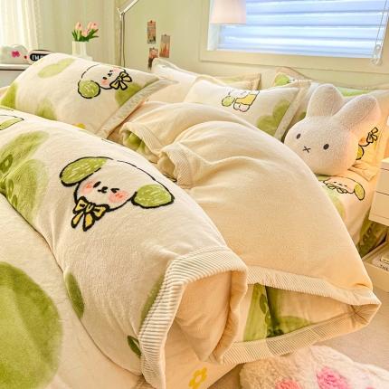 91家纺网 家纺一手货源 找家纺 （总）宜代光年 2024新款AB版大包边印花暖阳绒四件套