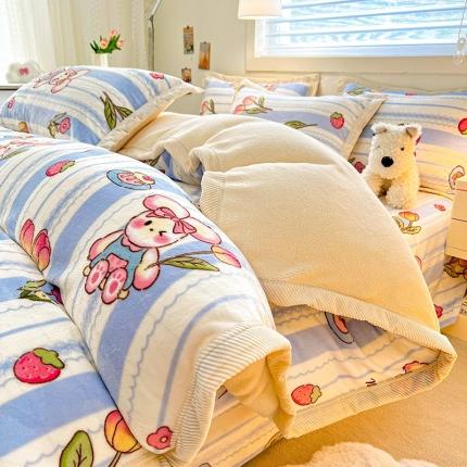 91家纺网 家纺一手货源 找家纺 （总）宜代光年 2024新款AB版大包边印花暖阳绒四件套