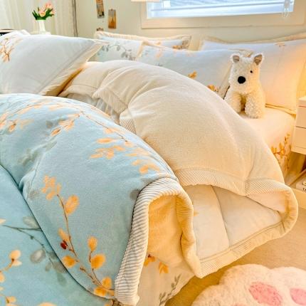 91家纺网 家纺一手货源 找家纺 （总）宜代光年 2024新款AB版大包边印花暖阳绒四件套