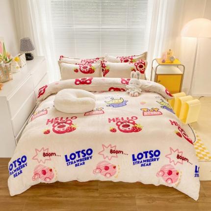 91家纺网 家纺一手货源 找家纺 （总）妖妖家纺 2023新款 法莱绒加厚保暖四件套