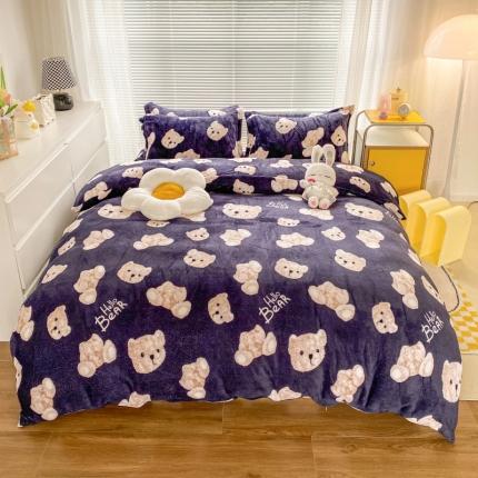 91家纺网 家纺一手货源 找家纺 （总）妖妖家纺 2023新款 法莱绒加厚保暖四件套