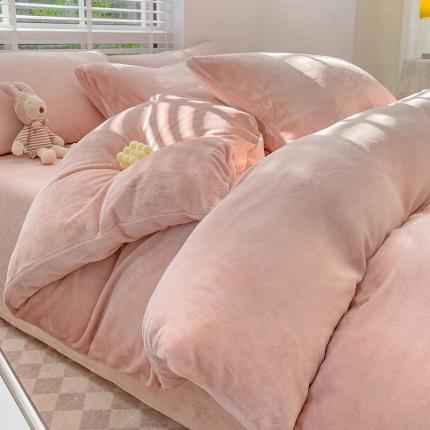 91家纺网 家纺一手货源 找家纺 （总）艾咪 新款加厚加密纯色牛奶绒四件套三件套