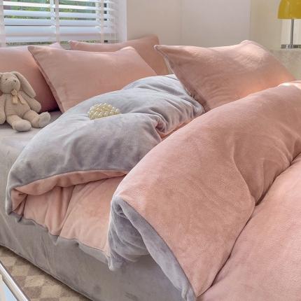 91家纺网 家纺一手货源 找家纺 （总）艾咪 新款加厚加密纯色牛奶绒四件套三件套