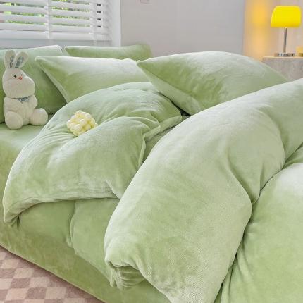 91家纺网 家纺一手货源 找家纺 （总）艾咪 新款加厚加密纯色牛奶绒四件套三件套