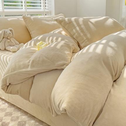 91家纺网 家纺一手货源 找家纺 （总）艾咪 新款加厚加密纯色牛奶绒四件套三件套