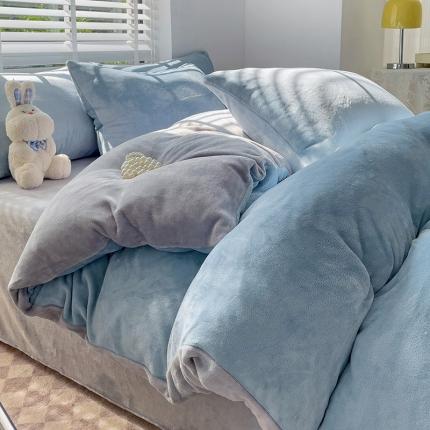 91家纺网 家纺一手货源 找家纺 （总）艾咪 新款加厚加密纯色牛奶绒四件套三件套