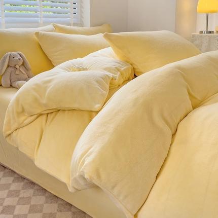 91家纺网 家纺一手货源 找家纺 （总）艾咪 新款加厚加密纯色牛奶绒四件套三件套