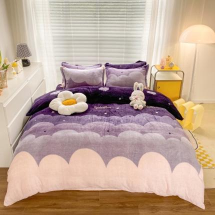 妖妖家纺 2023新款 法莱绒加厚保暖四件套 星空云