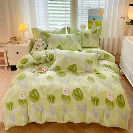 91家纺网 家纺一手货源 找家纺 （总）妖妖家纺 2023新款 法莱绒加厚保暖四件套