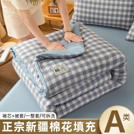 91家纺网 家纺一手货源 找家纺 总晓时候2025新款无印风亲肤水洗棉新疆棉花被可拆洗被子被芯冬被春秋被